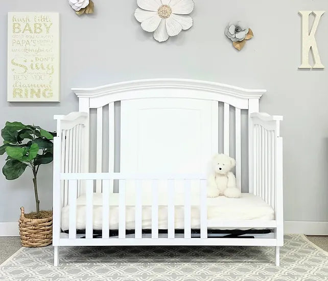 Jordan Convertible Curve Back Slat Crib - White