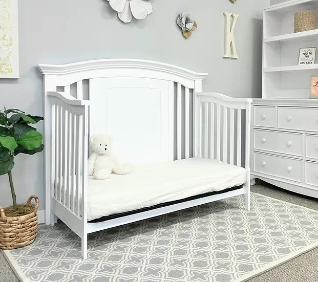 Jordan Convertible Curve Back Slat Crib - White