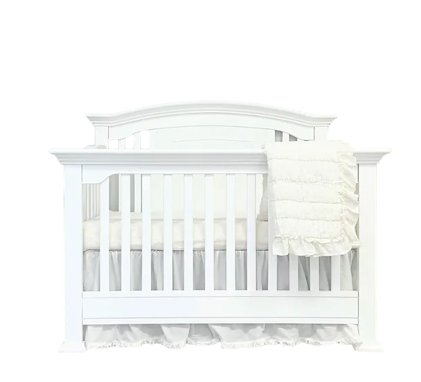 Jordan Convertible Curve Back Slat Crib - White