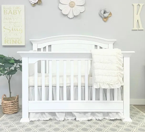 Jordan Convertible Curve Back Slat Crib - White