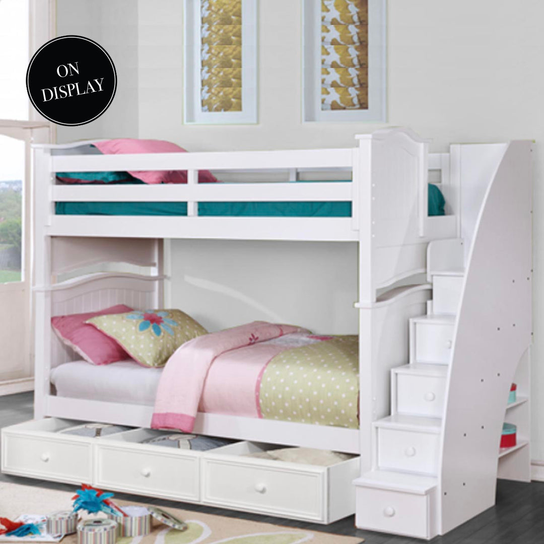 Ashton Twin/Twin Bunkbed with Stairs White