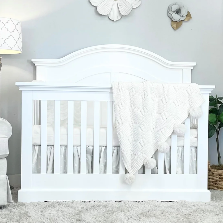 Camille Curved Convertible Crib Bright White