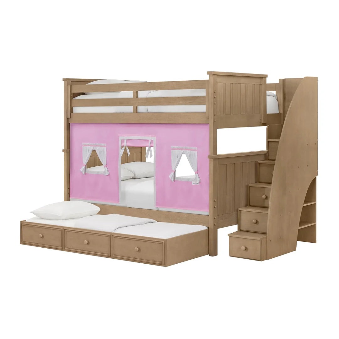 Jordan Full/Full Bunkbed with Stairs-Weathered Sand