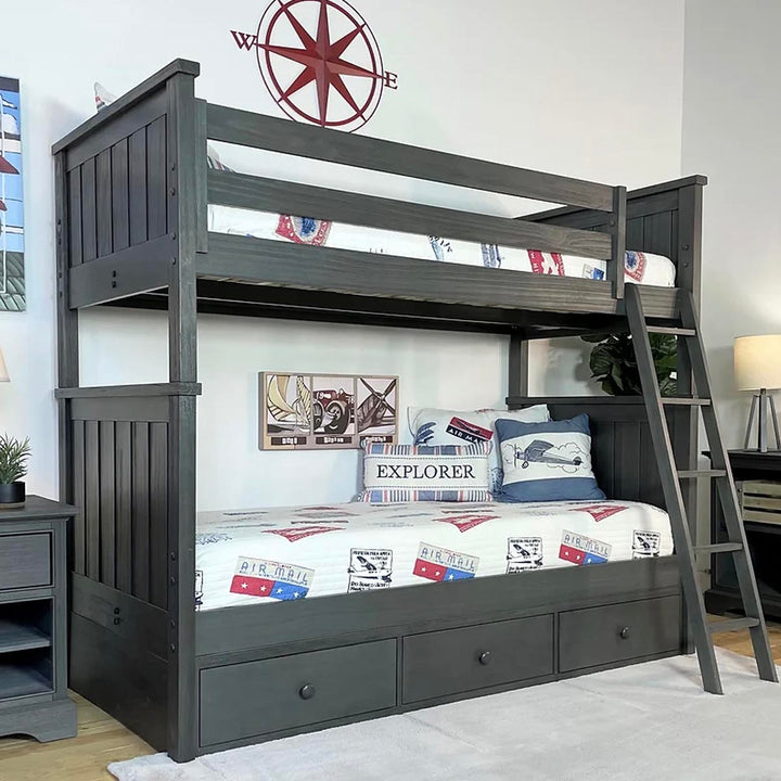 Jordan Twin/Twin Bunkbed With Ladder Weathered Grey