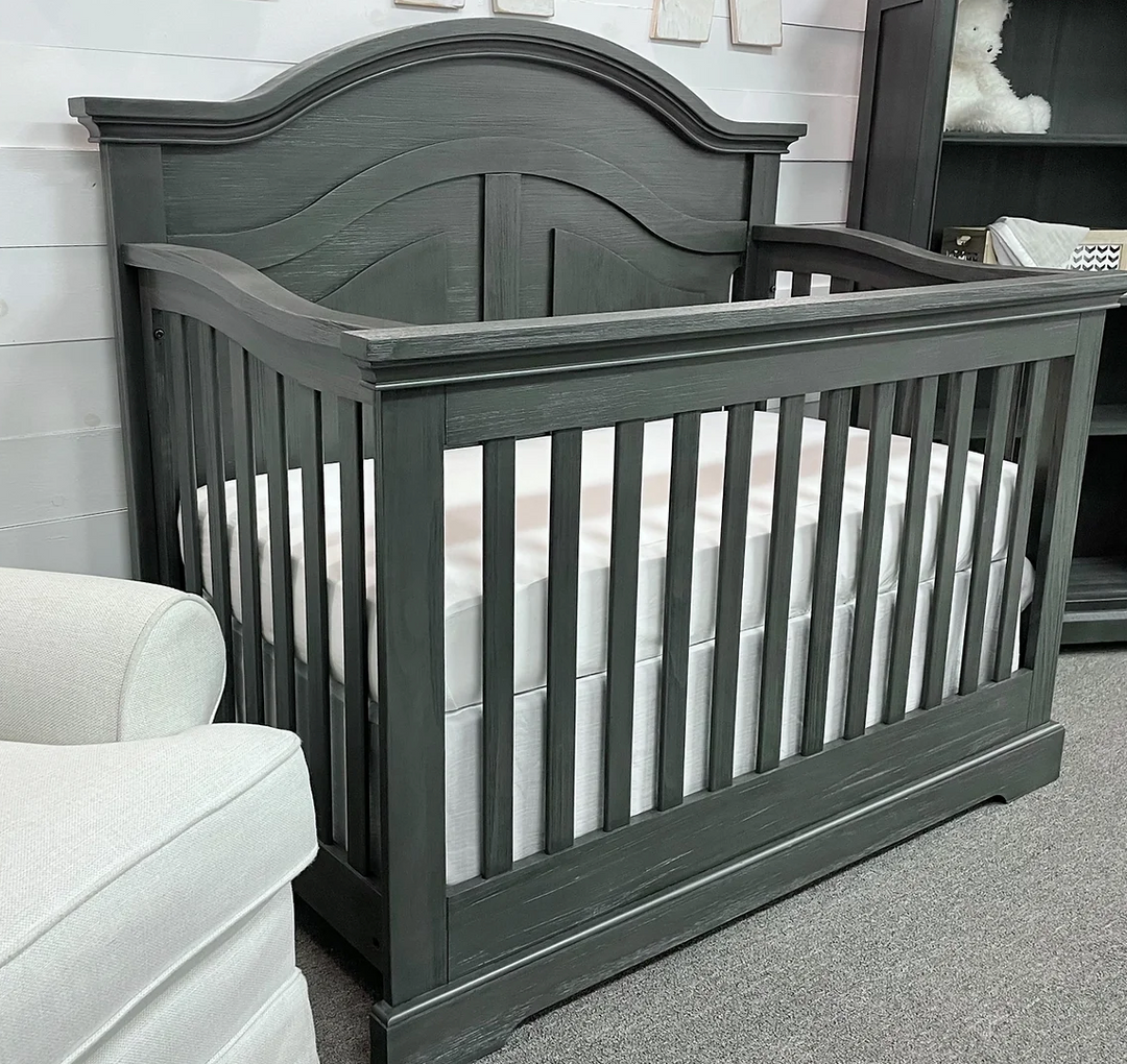 Camille Curved Convertible Crib Weathered Grey