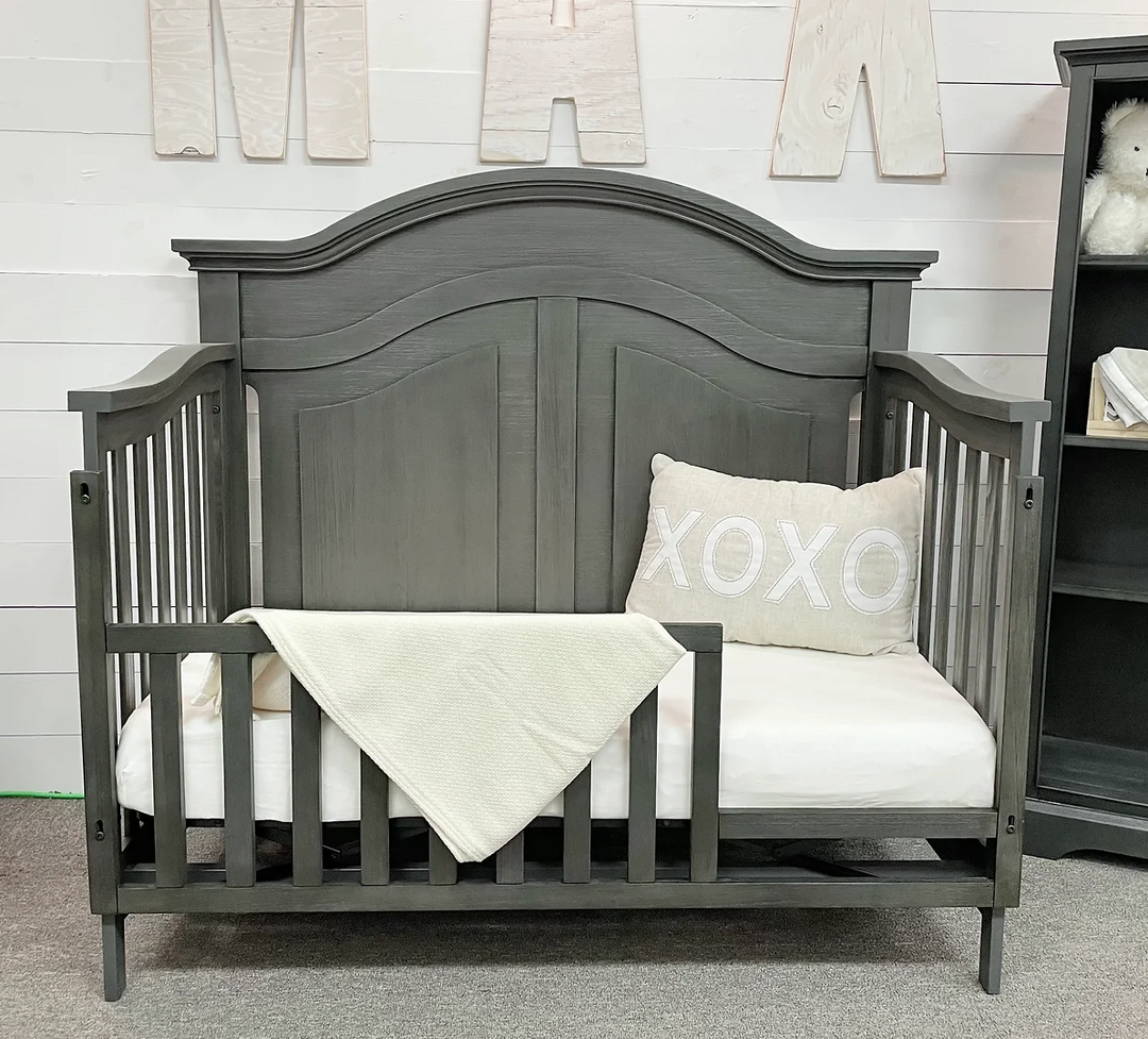 Camille Curved Convertible Crib Weathered Grey