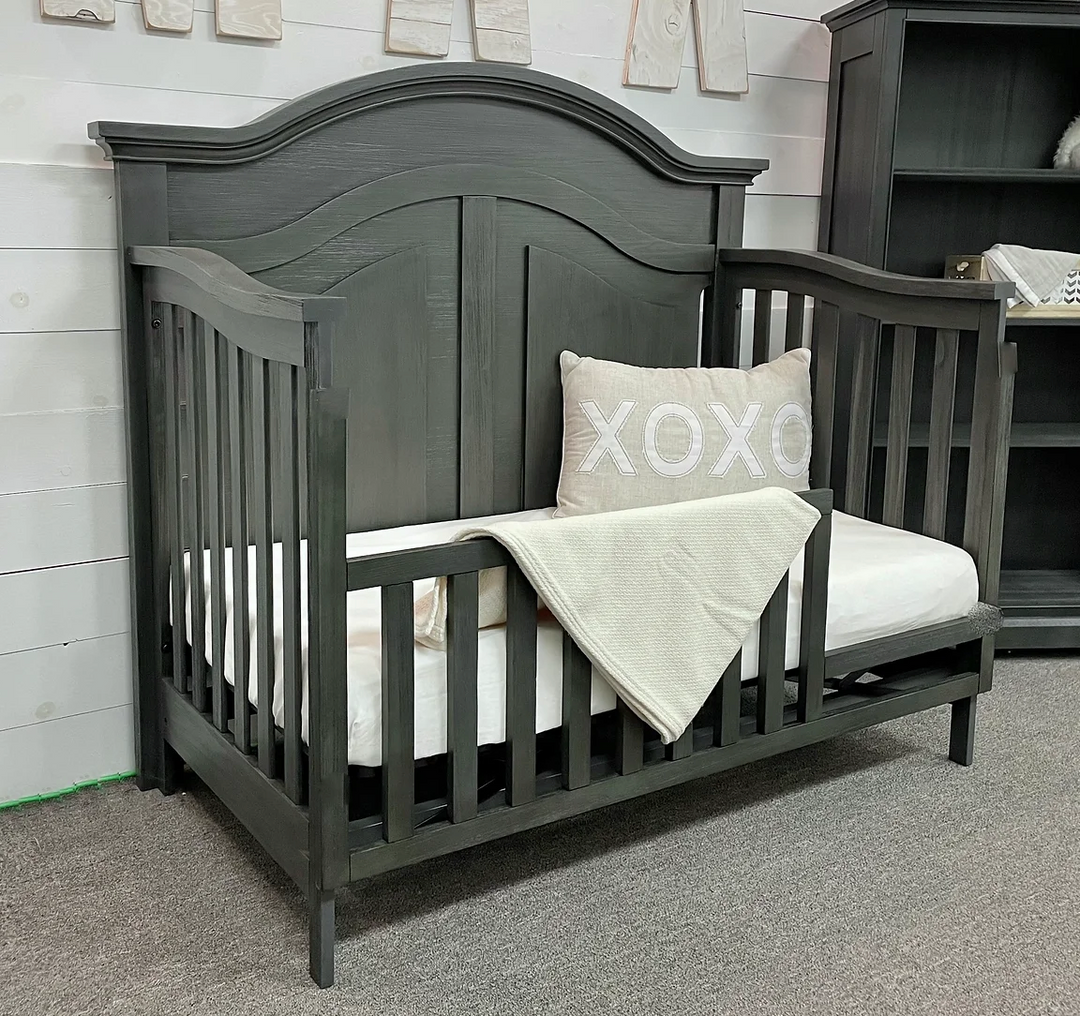 Camille Curved Convertible Crib Weathered Grey