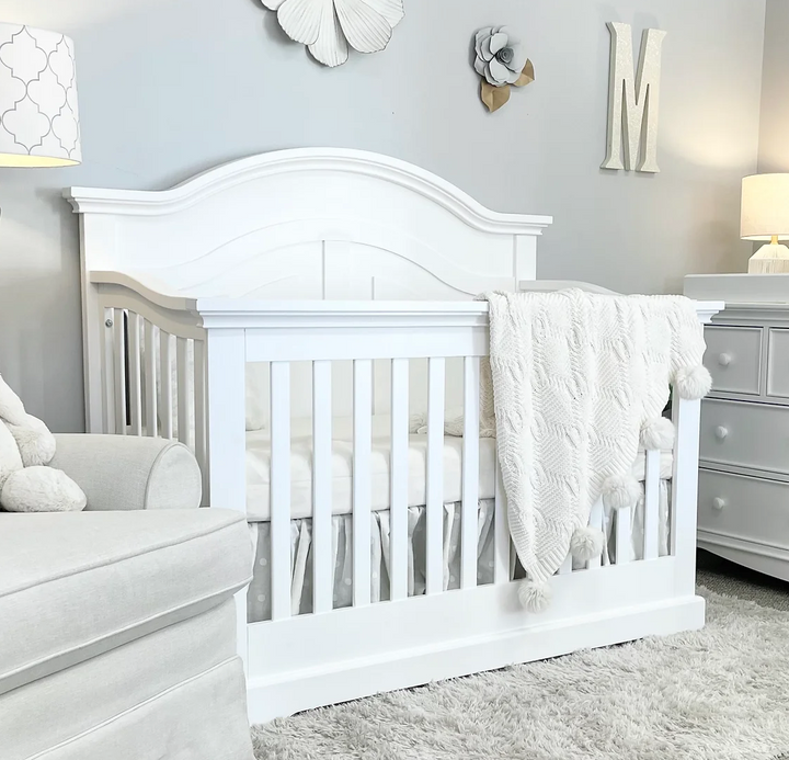 Camille Curved Convertible Crib Bright White