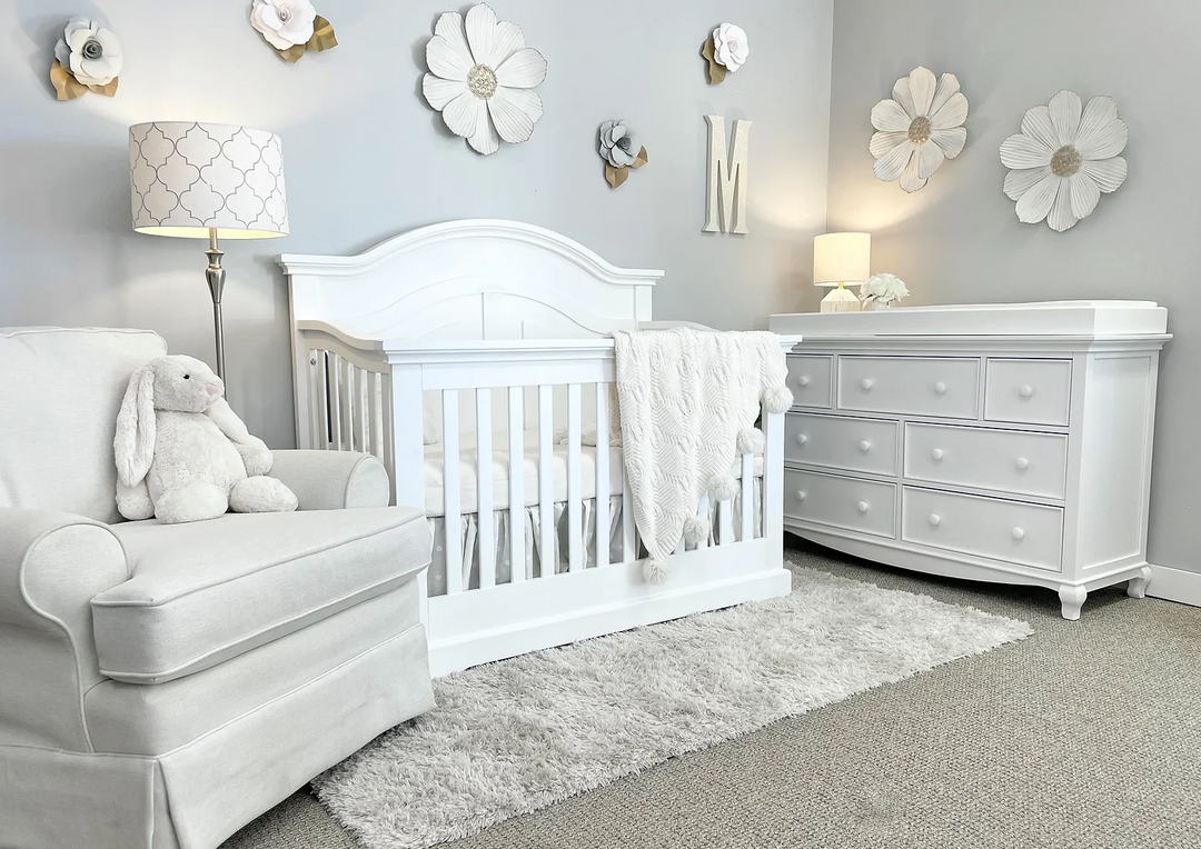 Camille Curved Convertible Crib Bright White