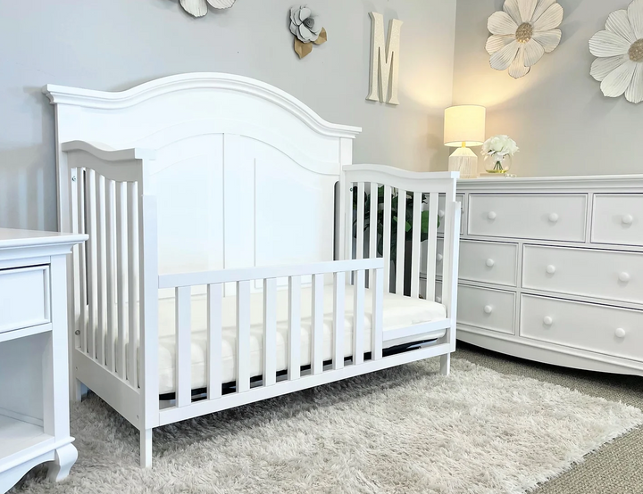 Camille Curved Convertible Crib Bright White