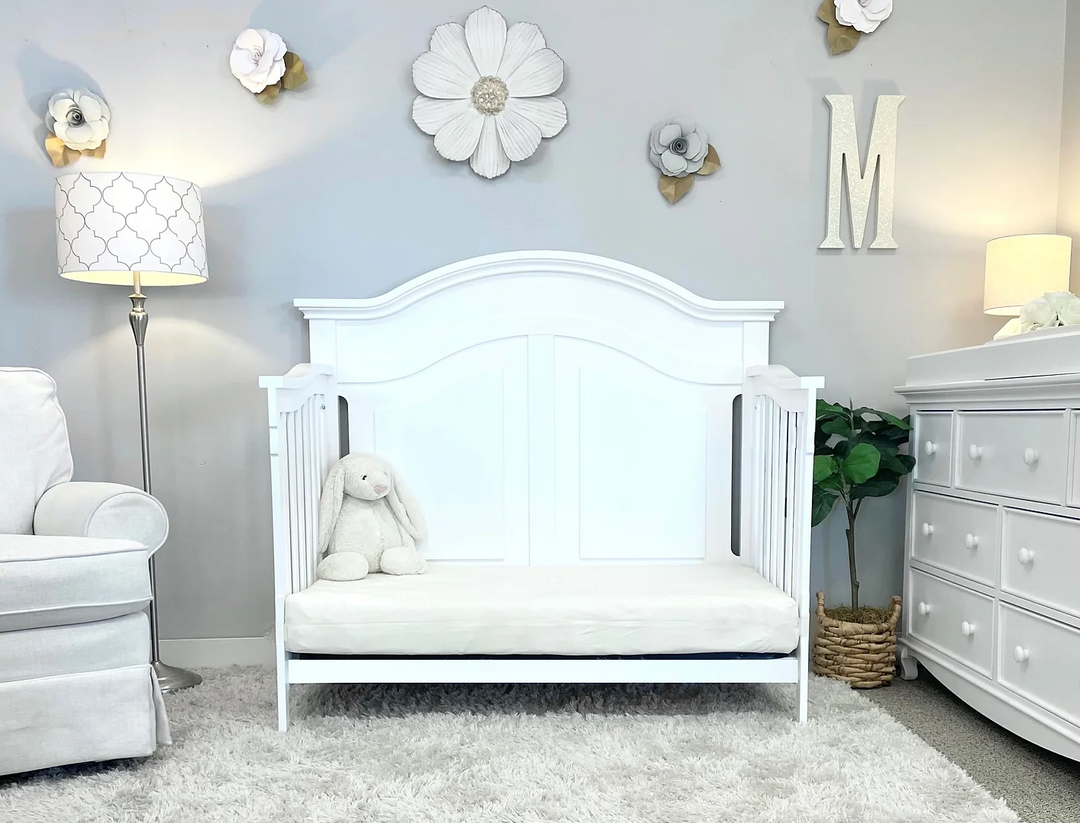 Camille Curved Convertible Crib Bright White