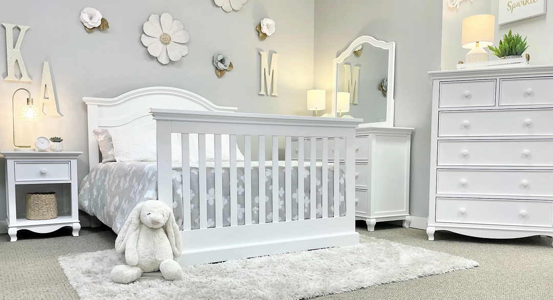 Camille Curved Convertible Crib Bright White