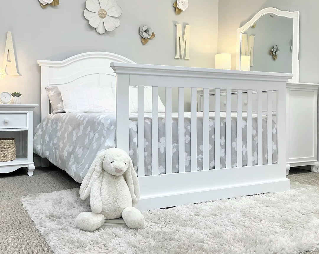 Camille Curved Convertible Crib Bright White