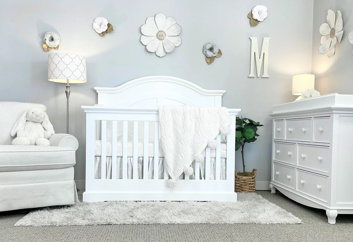 Camille Curved Convertible Crib Bright White