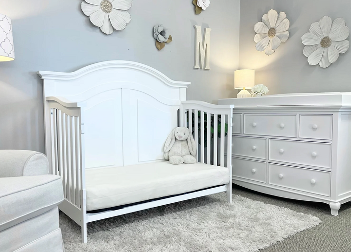 Camille Curved Convertible Crib Bright White