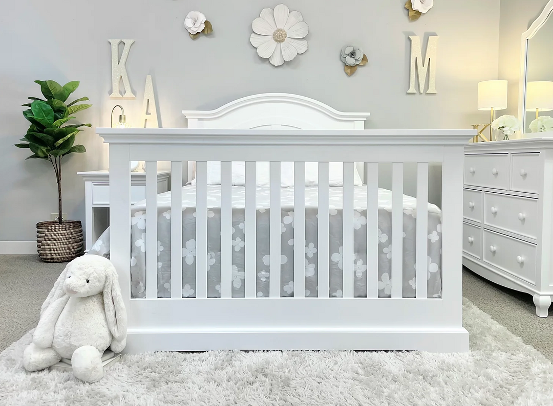 Camille Curved Convertible Crib Bright White