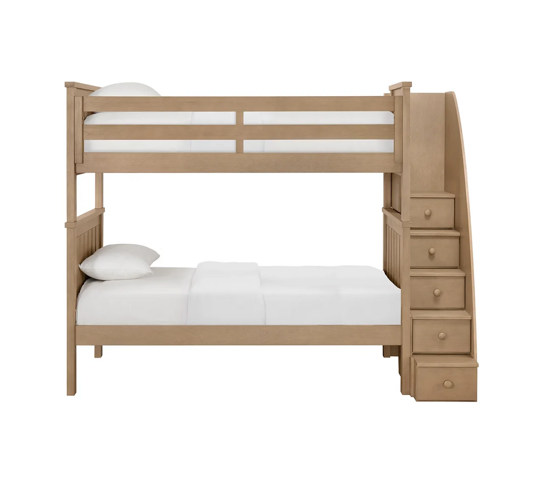 Jordan Twin/Twin Bunkbed with Stairs Weathered Sand