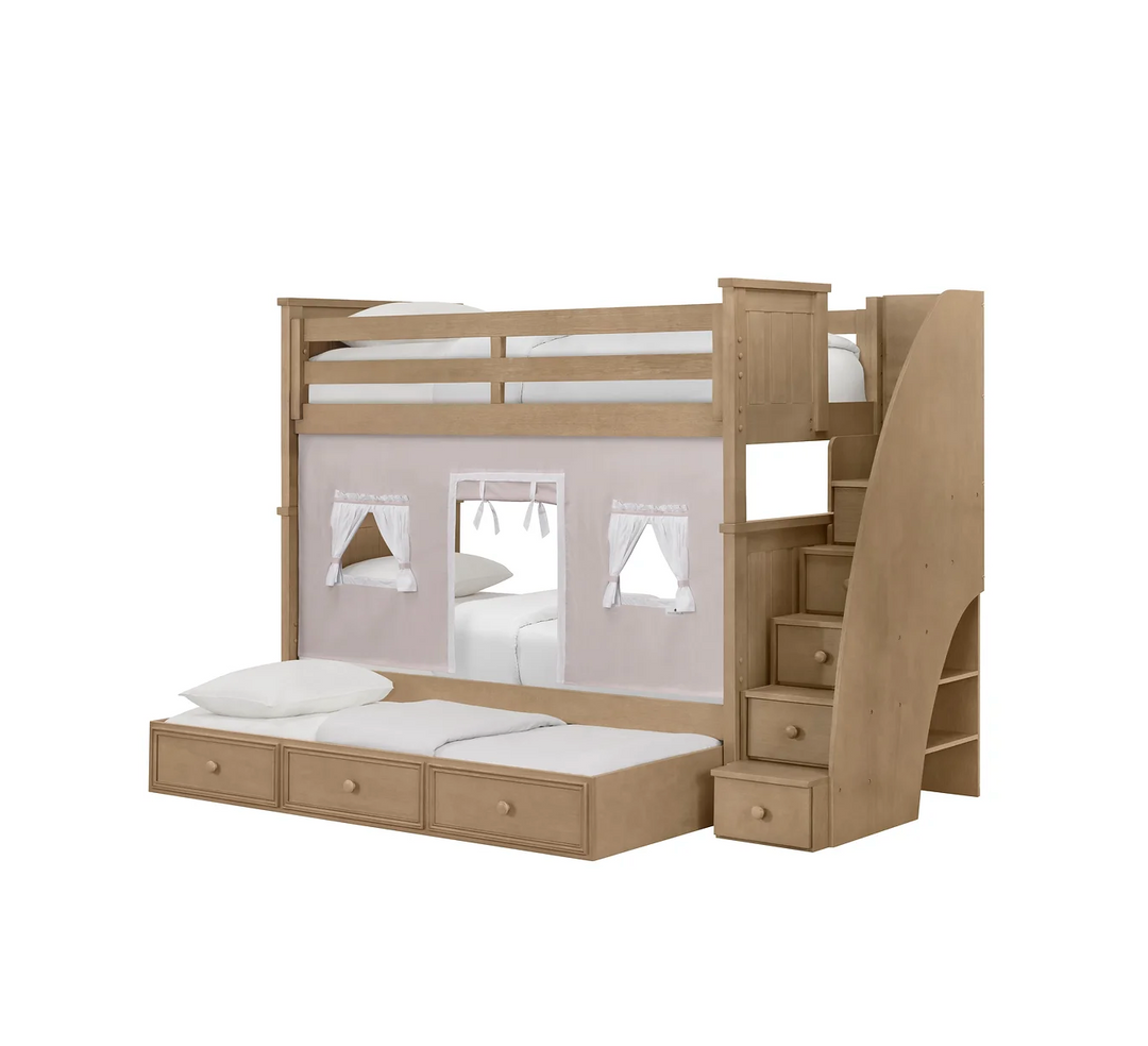 Jordan Twin/Twin Bunkbed with Stairs Weathered Sand