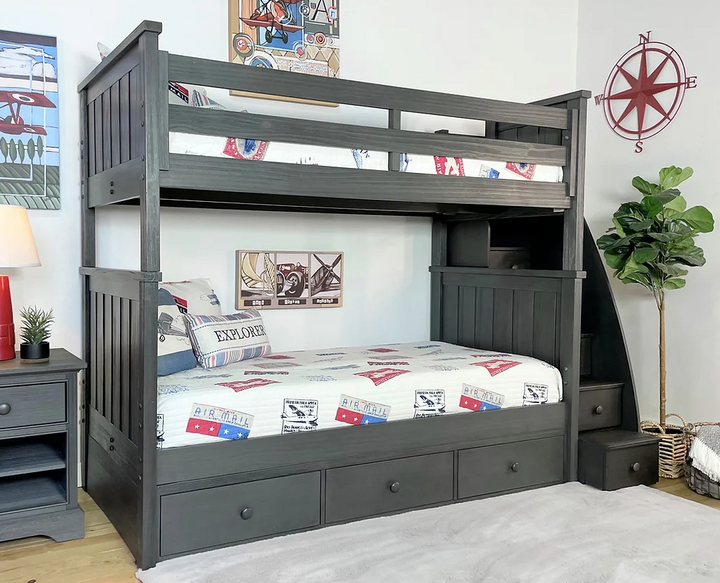 Jordan Twin/Twin Bunkbed with Stairs Weathered Grey