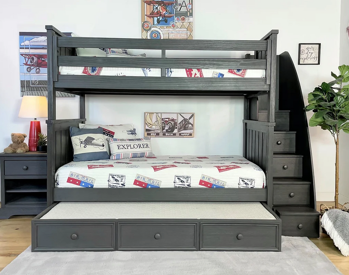 Jordan Twin/Twin Bunkbed with Stairs Weathered Grey