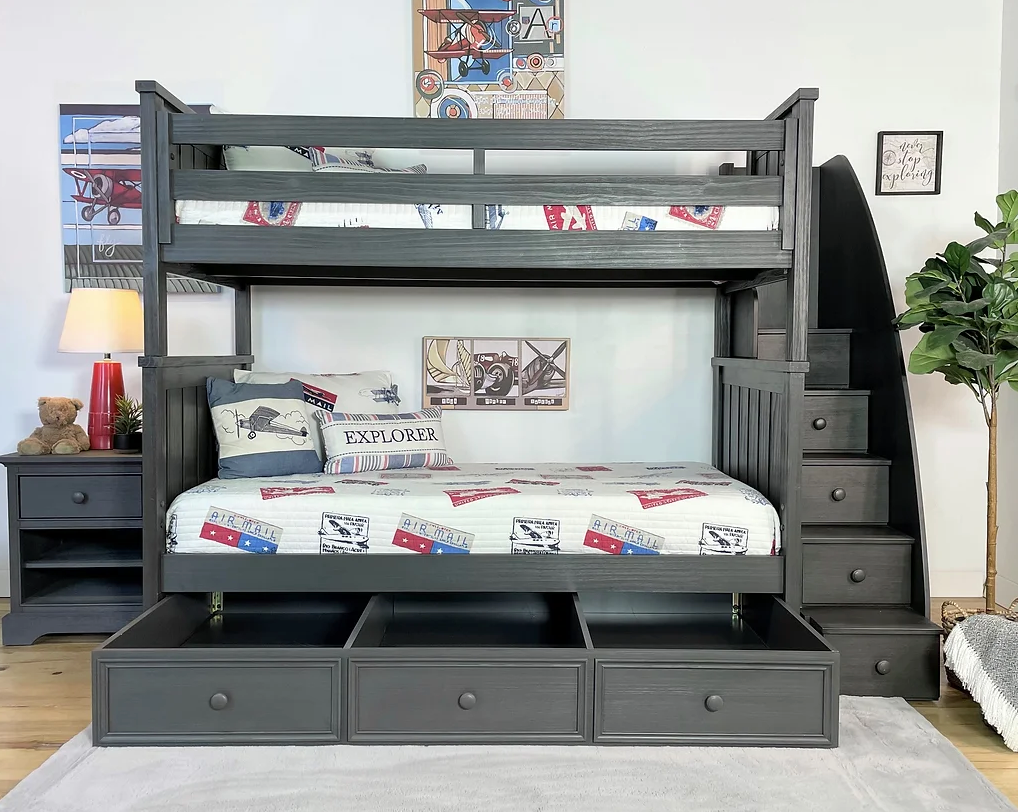 Jordan Twin/Twin Bunkbed with Stairs Weathered Grey