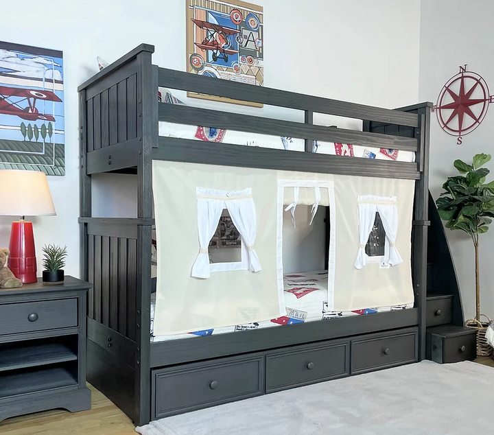 Jordan Twin/Twin Bunkbed with Stairs Weathered Grey