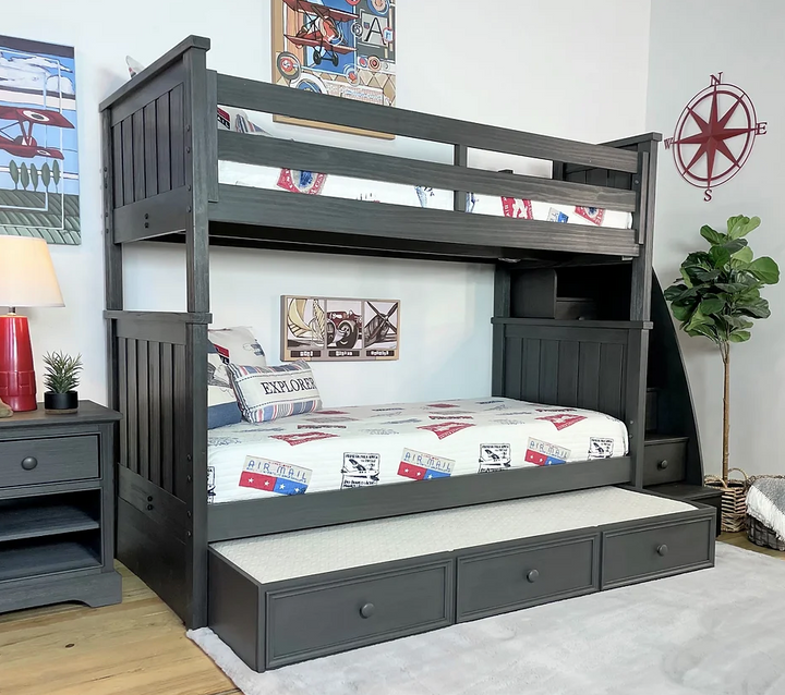 Jordan Twin/Twin Bunkbed with Stairs Weathered Grey