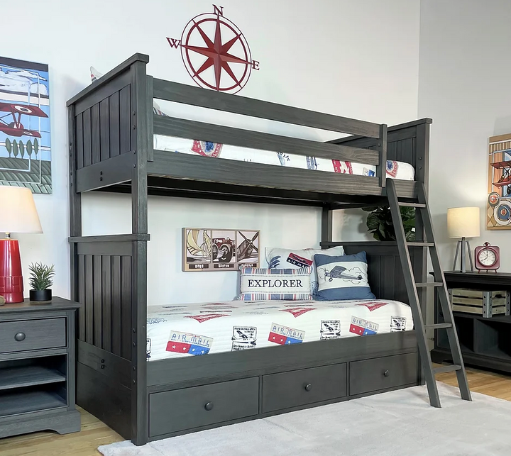 Jordan Twin/Twin Bunkbed With Ladder Weathered Grey