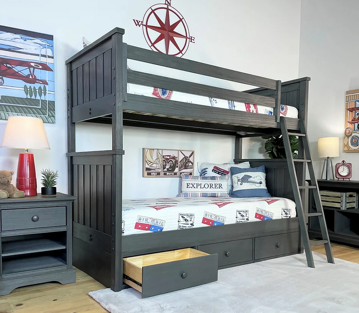 Jordan Twin/Twin Bunkbed With Ladder Weathered Grey