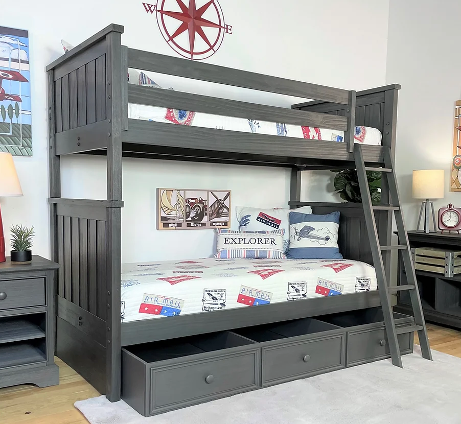 Jordan Twin/Twin Bunkbed With Ladder Weathered Grey