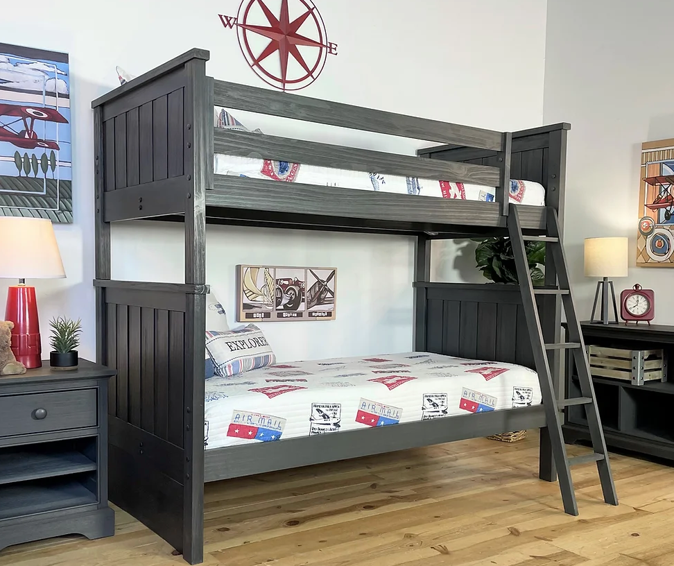 Jordan Twin/Twin Bunkbed With Ladder Weathered Grey