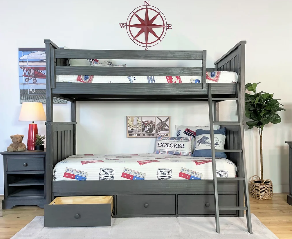 Jordan Twin/Twin Bunkbed With Ladder Weathered Grey