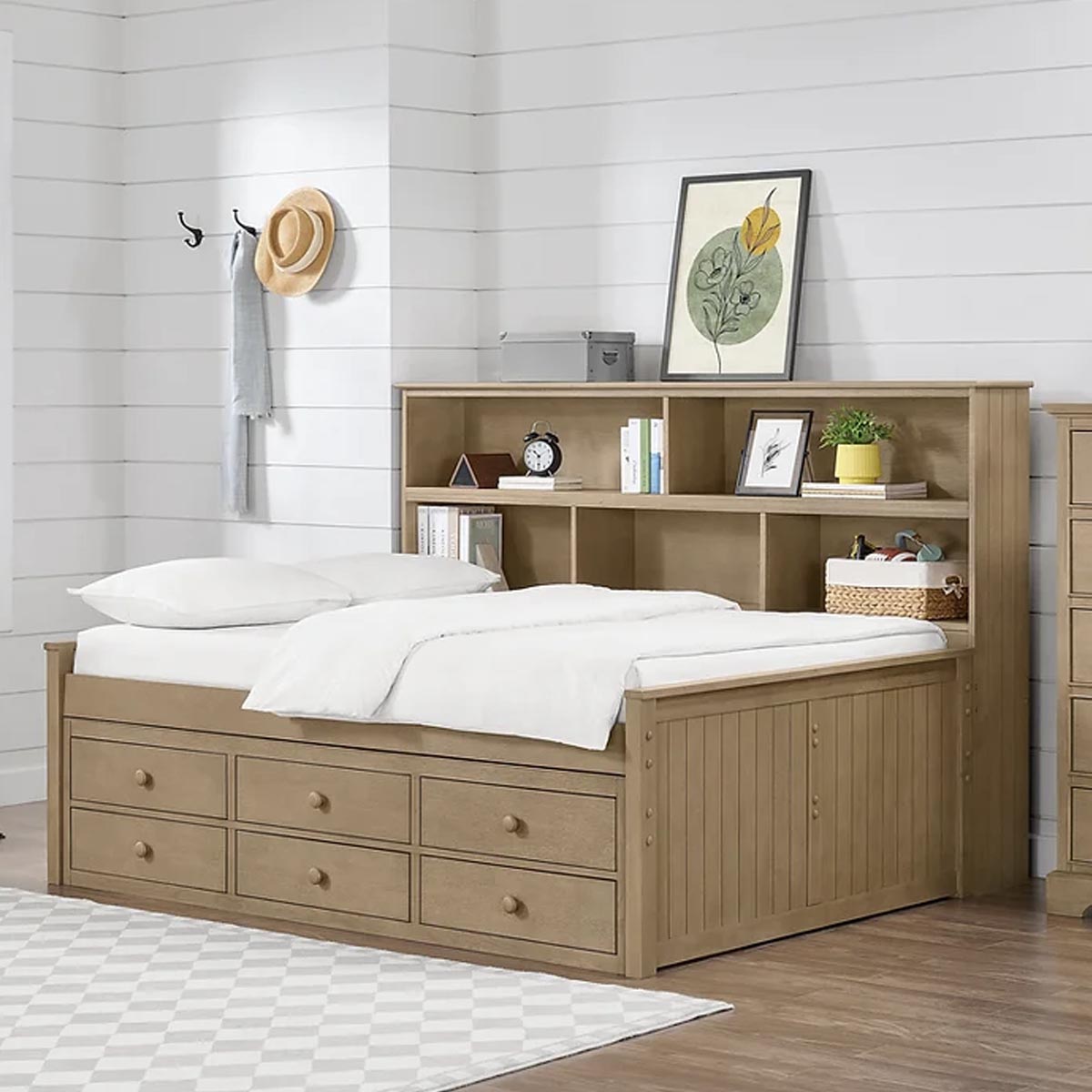 Full Sideways Bookcase Bed Weathered Sand – August Child